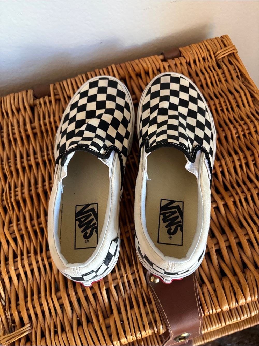 Vans Women’s Checkerboard Slip-On Sneakers - Black & White
